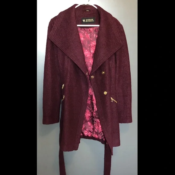 Guess Women’s Burgundy Wrap Coat - Picture 2 of 6
